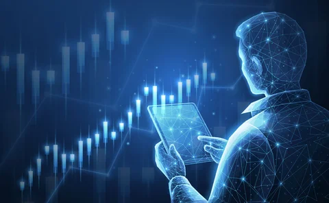 Stylised image of a computer generated trader trading in the financial markets