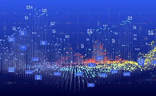 Thousands of digital data pricing spreads plotted against a blue background